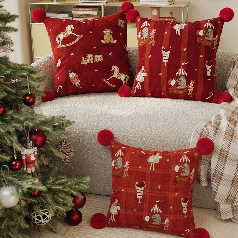 圣诞抱枕客厅沙发圣诞节装饰布置节日氛围感新年红色靠枕垫可拆洗,淘宝优惠券,粉丝福利购,淘宝优惠卷