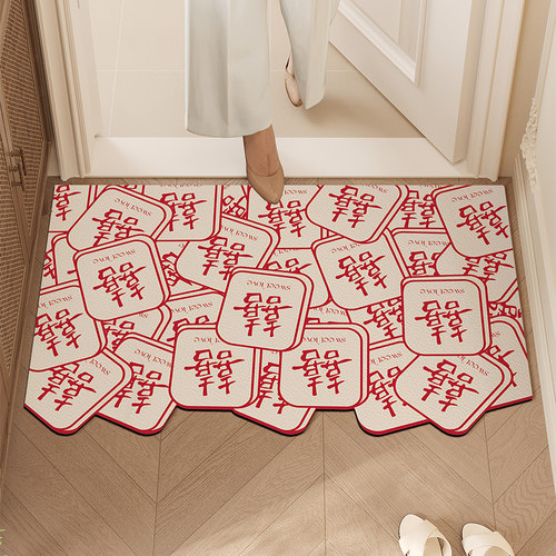 囍字结婚入户门地垫婚庆婚房红门垫门口喜庆pvc脚垫新婚进门地毯 - 图2
