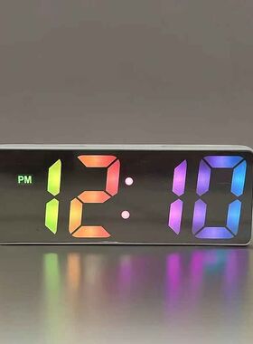 简约大数字电子时钟客厅电视柜座钟夜光静音LED闹钟表万年历温度