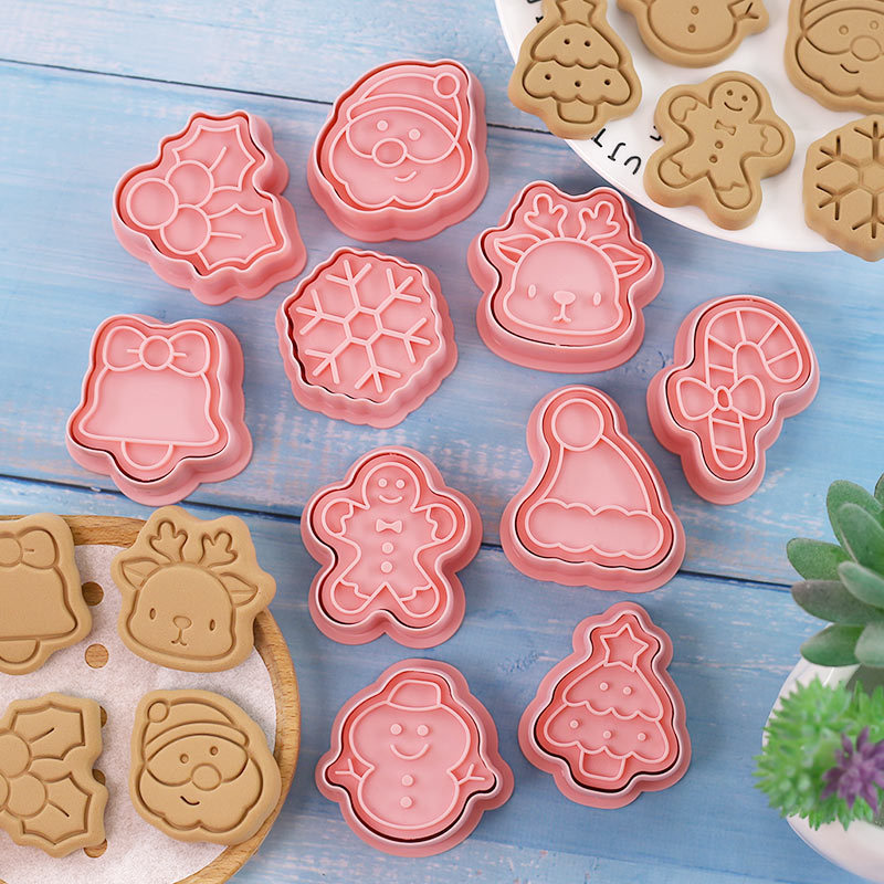 810Pcs Christmas Cookie Cutter Cartoon Cute Silicone Biscui - 图3