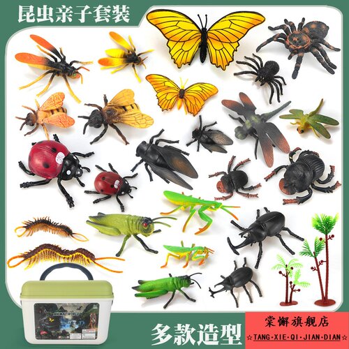 昆虫玩具仿真动物模型套装蚊虫子蝎子螳螂蝴蝶独角仙蜘蛛儿童礼物 - 图0