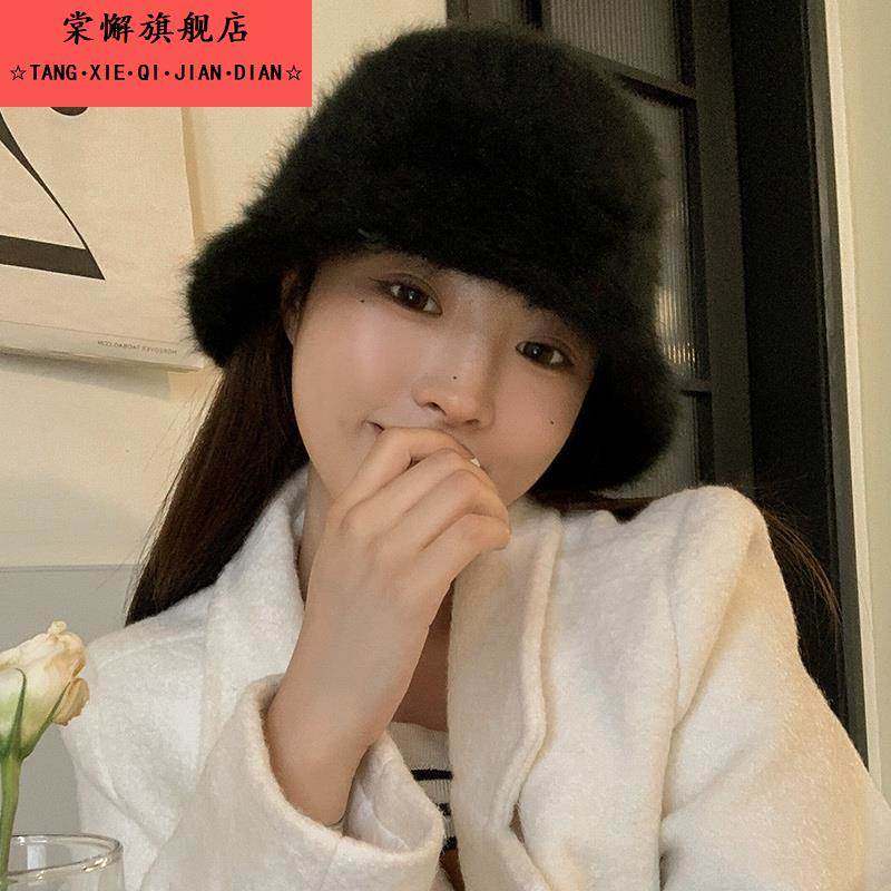 白色兔毛帽子女秋冬季毛绒渔夫帽大头围冬天毛毛水桶帽盆帽显脸小,淘宝优惠券,粉丝福利购,淘宝优惠卷