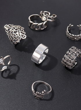 Adjustable ring fashion personality women retro ins cool wi