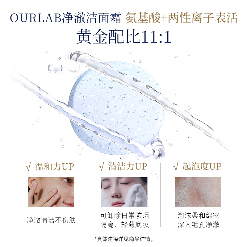 【立即抢购】OURLAB洁颜霜氨基酸洁面洗面奶深层清洁毛孔敏感肌