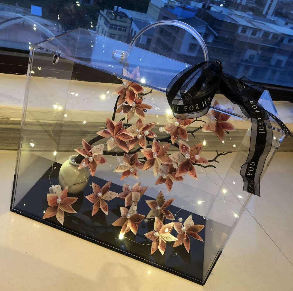 亚克力花盒圣诞节发财树情人节珍珠手提花盒插花有钱花盒插花礼盒,淘宝优惠券,粉丝福利购,淘宝优惠卷