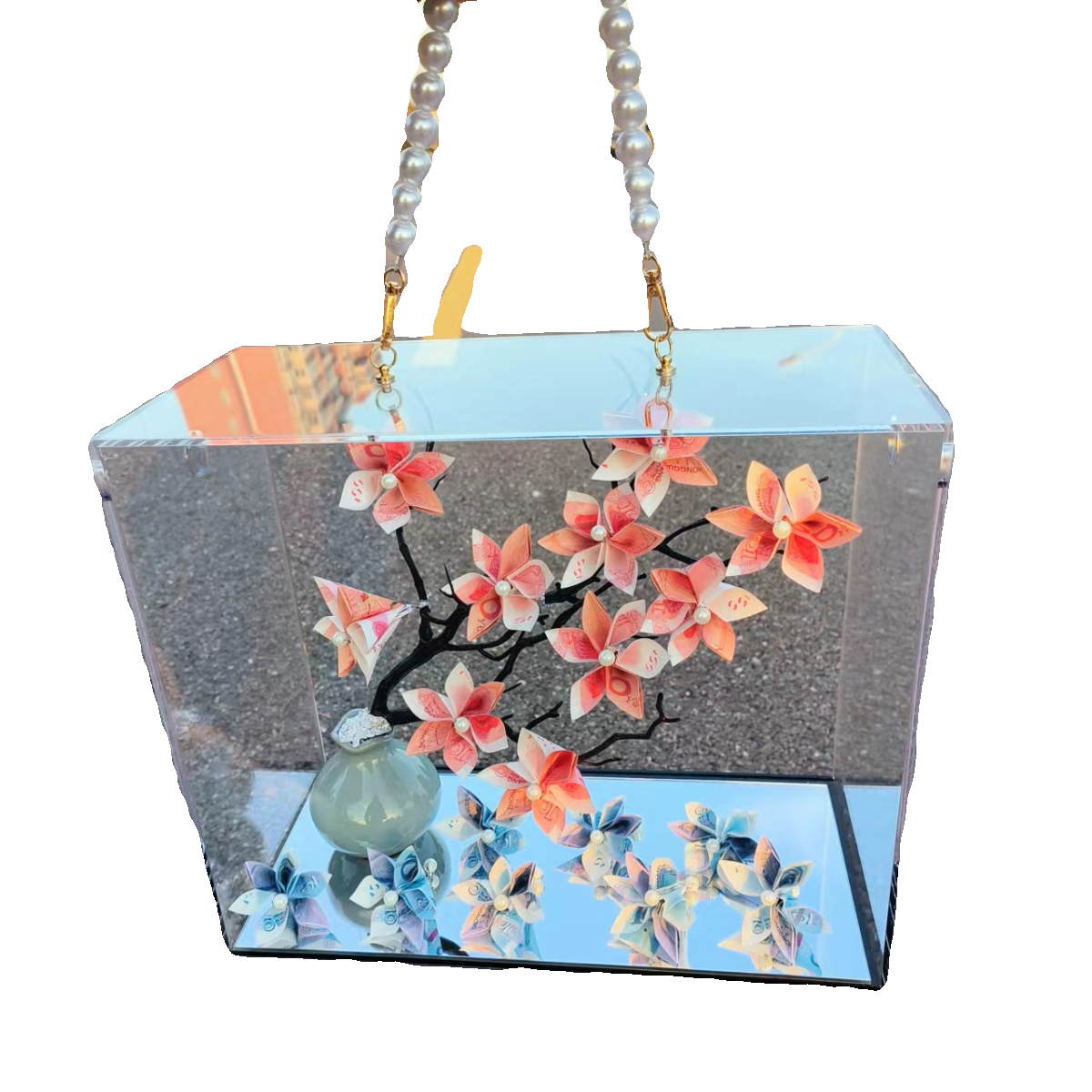 亚克力花盒圣诞节发财树情人节珍珠手提花盒插花有钱花盒插花礼盒,淘宝优惠券,粉丝福利购,淘宝优惠卷