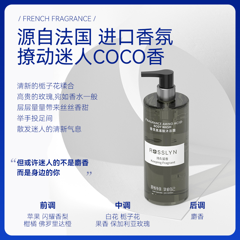 ROSSLYN罗斯琳香氛氨基酸沐浴露女持久留香男滋润保湿非美白果酸