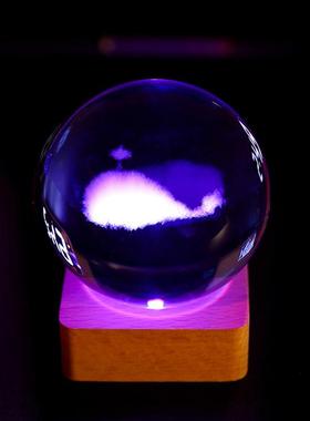 生日礼物爱心云朵3D内雕水晶球摆件小夜灯情人节送男生女朋友同学