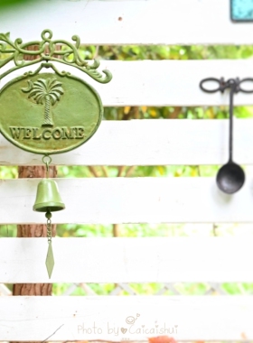 椰子树welcome欢迎铸铁户外风铃
