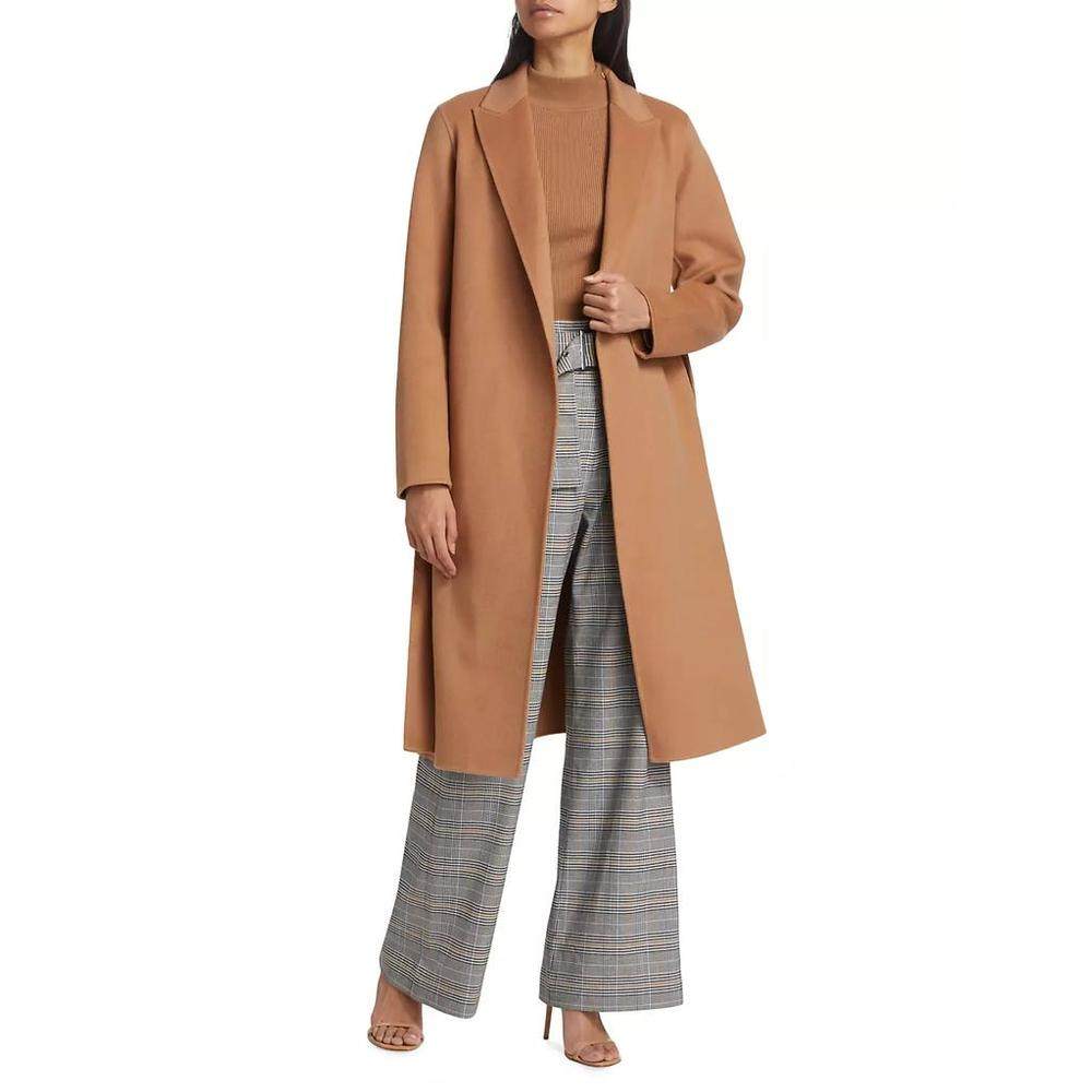 1h可退 【美国直邮】Elie Tahari Nora腰带羊毛混纺裹身外套 女装,淘宝优惠券,粉丝福利购,淘宝优惠卷