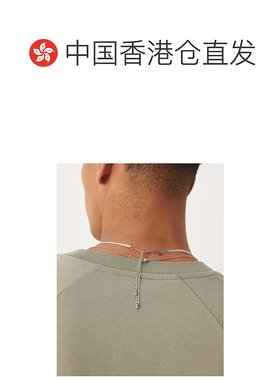 香港直邮ASOS 男士 设计防水不锈钢人造翠绿色吊坠项链(2件套)(银