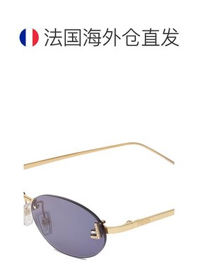 1h可退 欧洲直邮FENDI芬迪 23新款First系列女士蓝色镜片金色椭圆