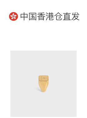 香港直邮Celine TRIOMPHE SQUARE金色饰面徽章戒指 B104W6BRA.