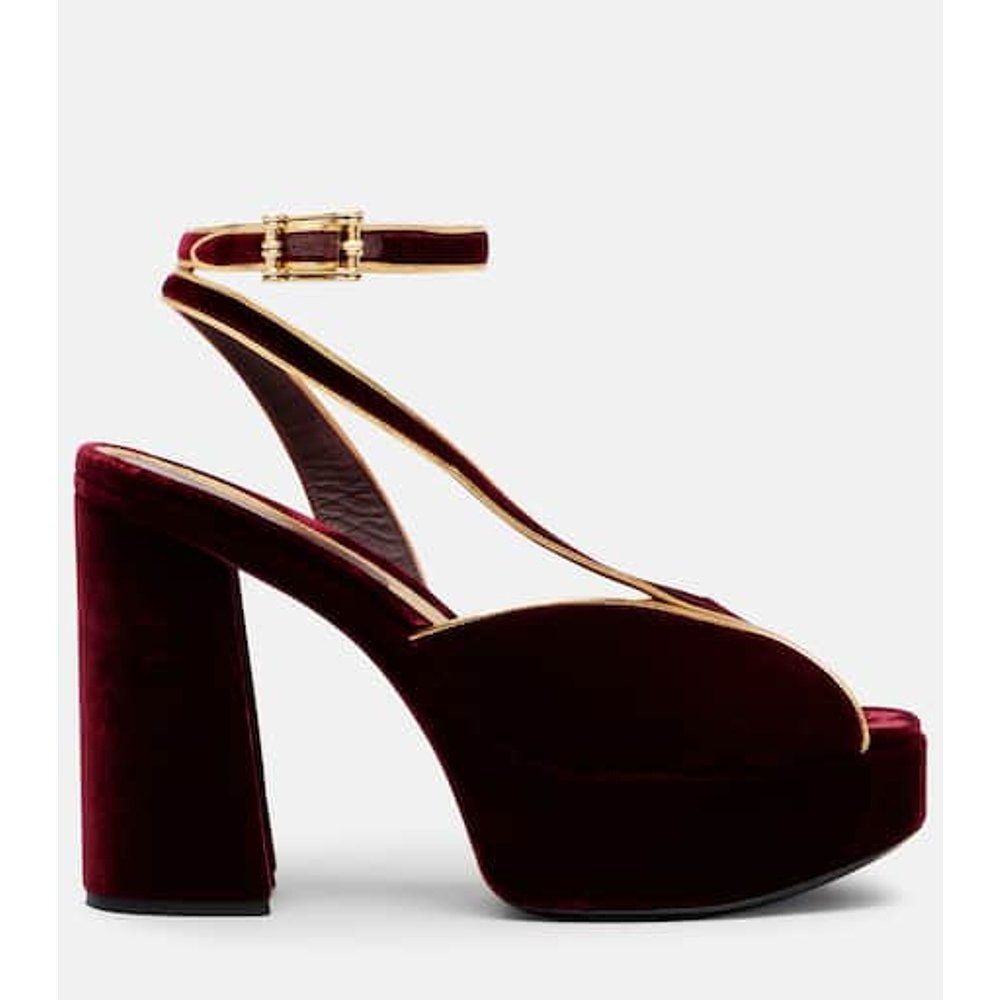 香港直邮Etro 艾特罗 女士 120 天鹅绒防水台凉鞋单鞋 - 图2