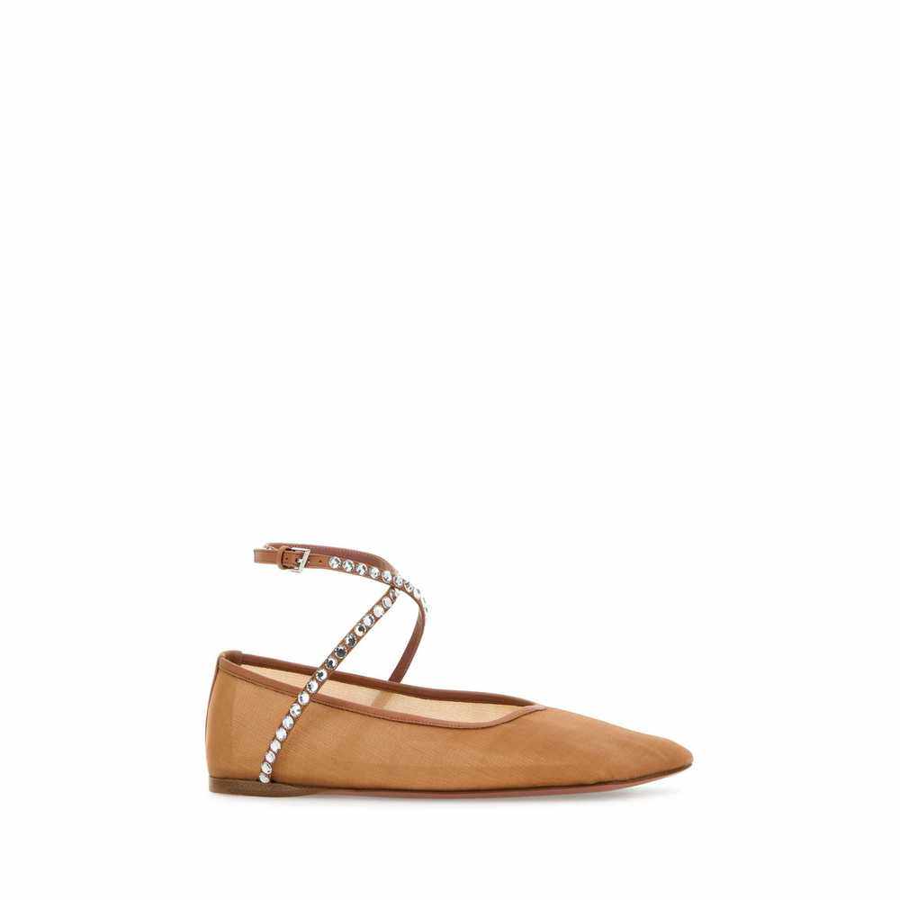 1h可退 香港直邮Amina Muaddi 女士 ANE 橙色网纱平底鞋 ANEMESHF,淘宝优惠券,粉丝福利购,淘宝优惠卷