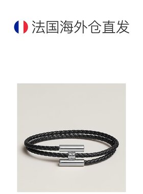 自营1h可退 欧洲直邮HERMES/爱马仕 男女通用黑色小牛皮金属镀钯H