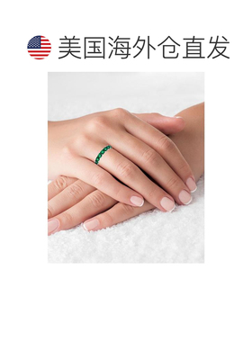 1h可退 【美国直邮】Macy's|镀铑纯银绿色公主方晶锆石永恒戒指