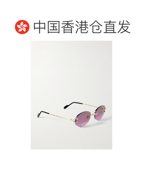 1h可退 香港直邮CARTIER 卡地亚 女士 无框圆框镀金太阳眼镜 CT05
