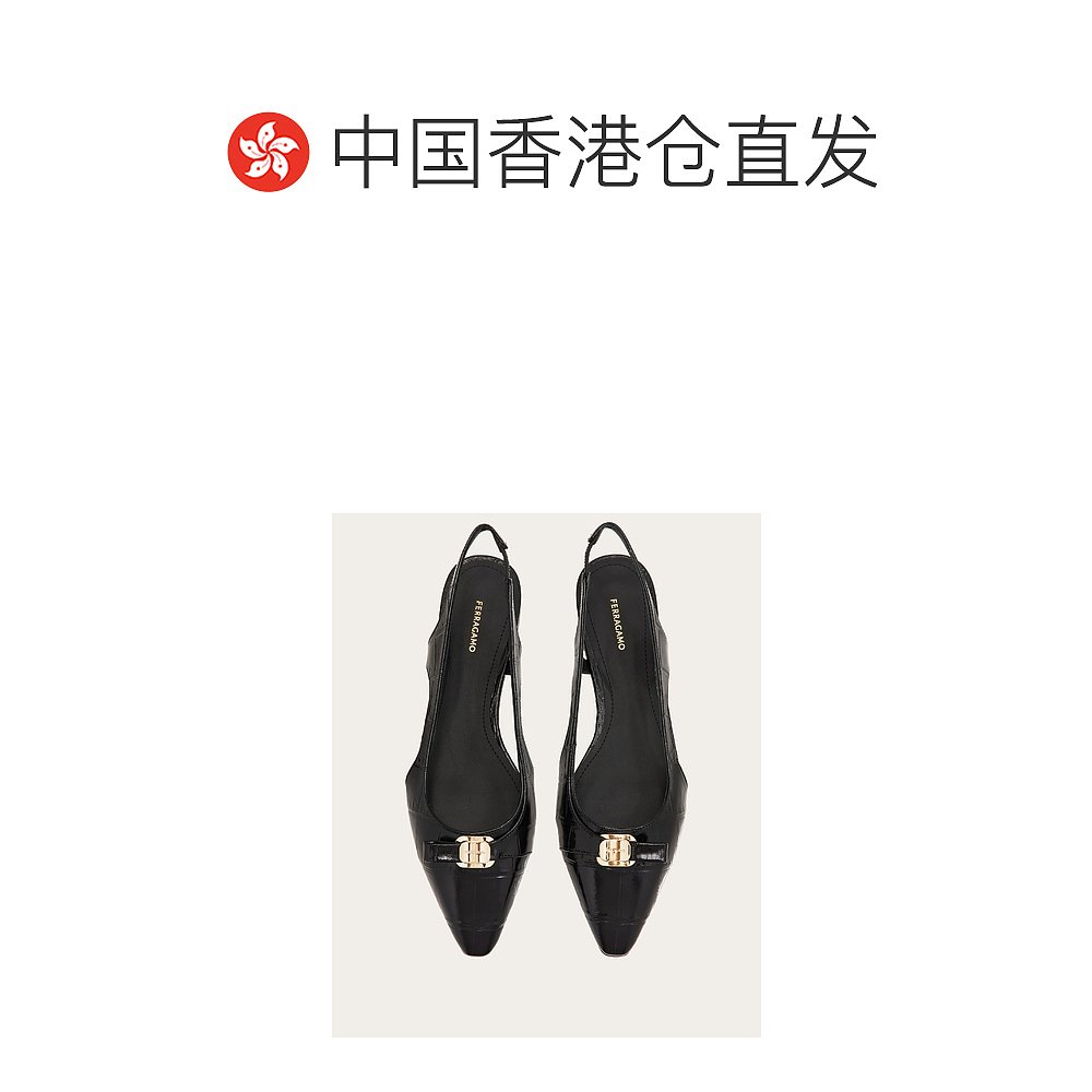 香港直邮Salvatore Ferragamo 蝴蝶结露跟芭蕾平底鞋 01H658 - 图1