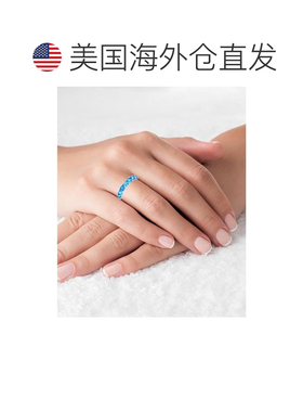 1h可退 【美国直邮】Macy's|蓝色公主方形氧化锆永恒戒指（镀铑纯