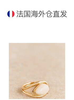 欧洲直邮Sezane 女士金色/白色黄铜/玻璃戒指新款
