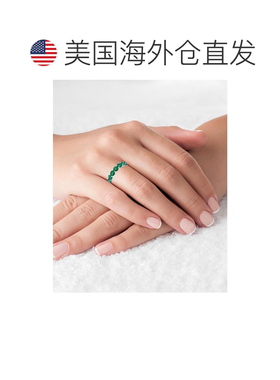 【美国直邮】Macy's|镀铑纯银绿色方晶锆石永恒戒指