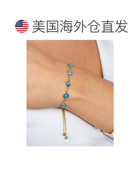 【美国直邮】女士海蓝色玻璃守护之眼可调节手链