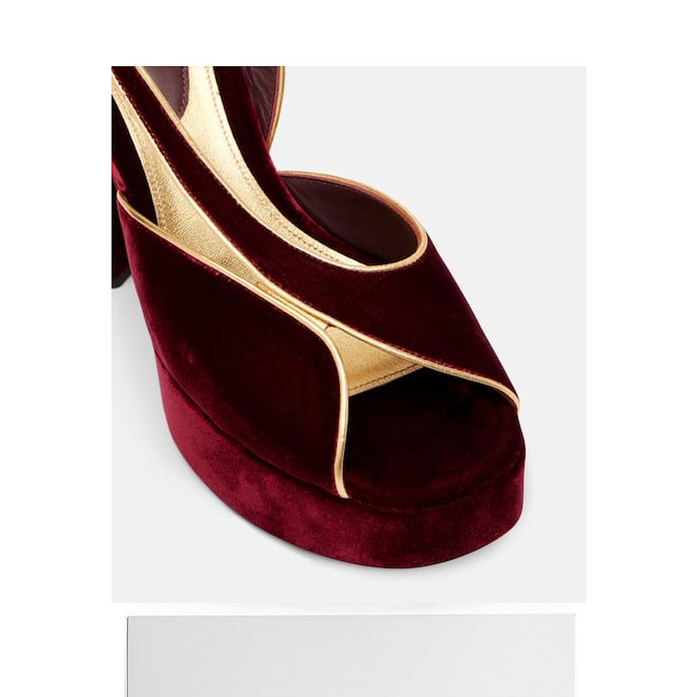 香港直邮Etro 艾特罗 女士 120 天鹅绒防水台凉鞋单鞋 - 图3