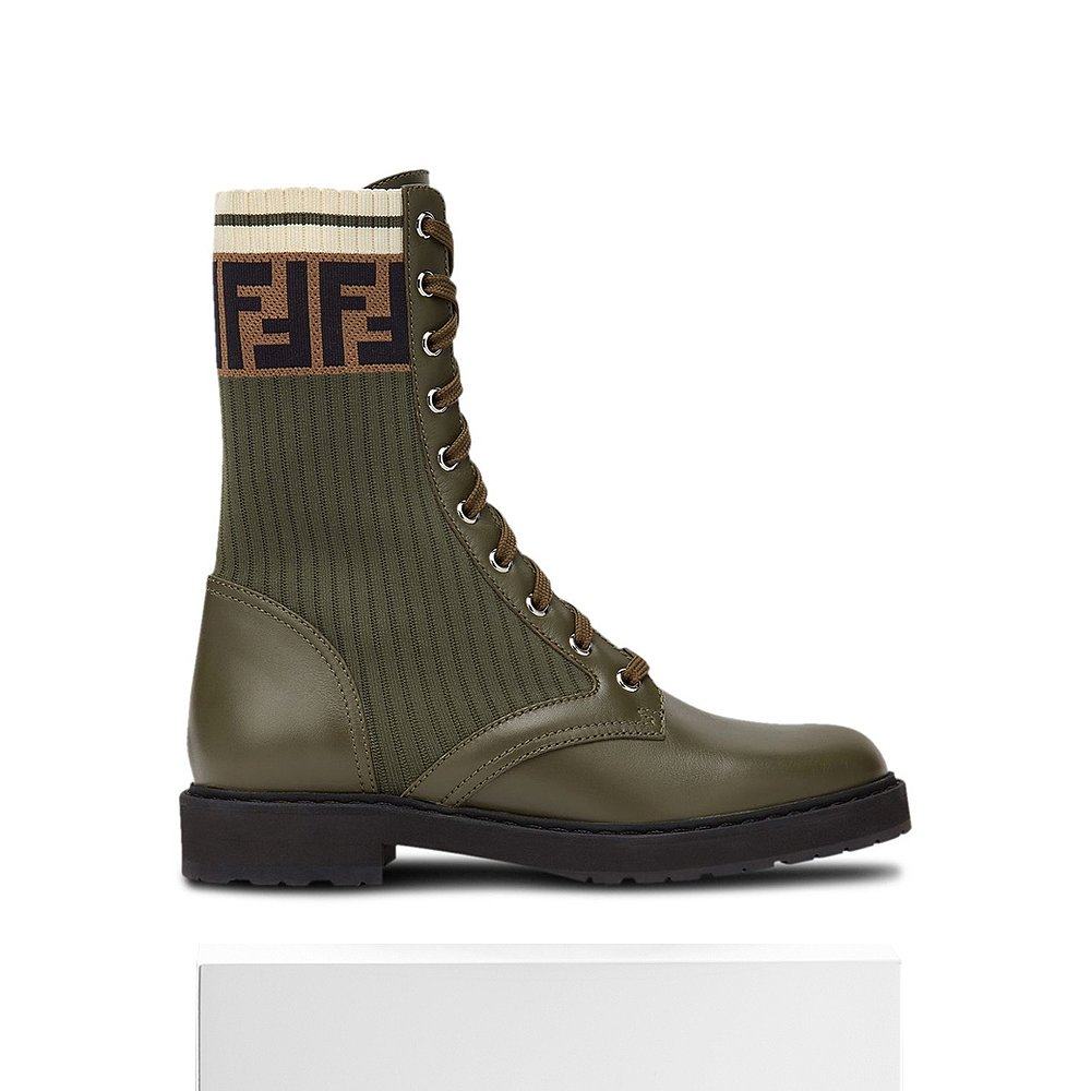 香港直邮fendifendi绿色女士马丁靴 天猫国际Xvan选集合店真丝上装