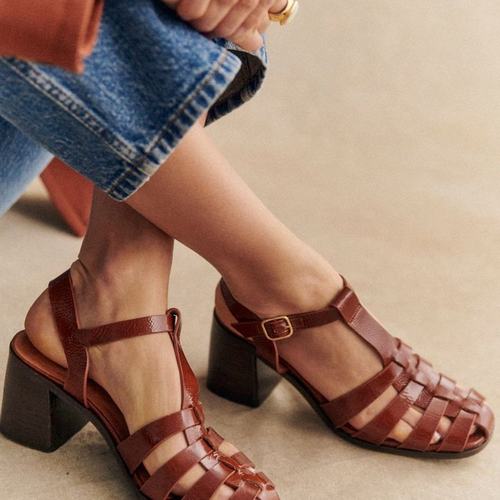 欧洲直邮Sezane 女士驼色羊皮凉鞋新款 - 图2