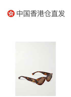 1h可退 香港直邮Fendi 芬迪 女士 Roma 椭圆框龟甲色醋纤太阳眼镜