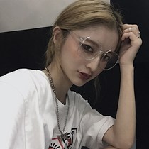 South Korea Ins retro little red book q Tongan Eye frame female mirror red large face Thin Vegetarian full-frame internet lovers