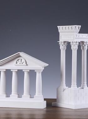 希腊古神庙建筑模型08780892马柱摆件欧式装脂饰摆设石膏城柱子树