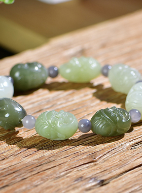 安道子天然和田玉手串高质量官方企业店正品带证书多款可选可回收