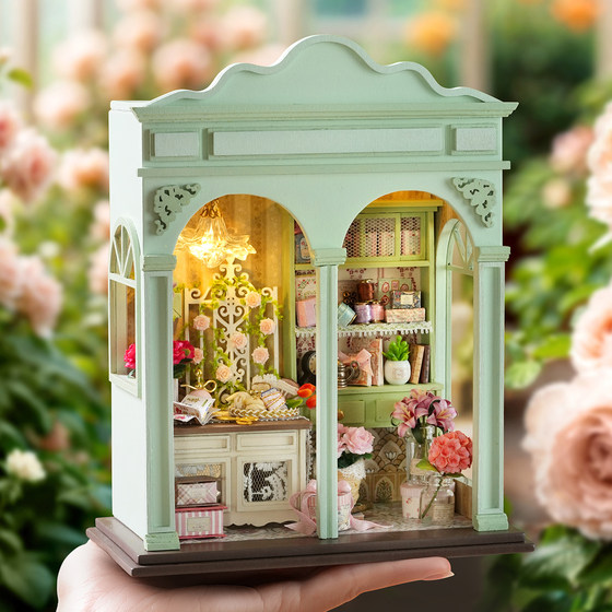 Diy cabin flower house handmade house mini villa assembled model gift girl toy birthday gift