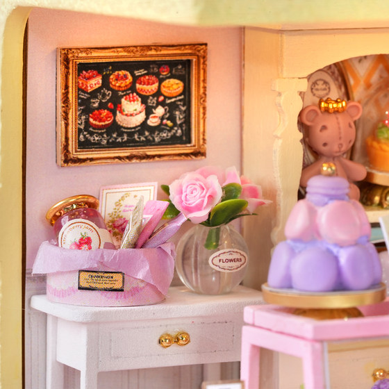 Diy cabin cake shop handmade house mini villa assembled model gift girl toy birthday gift