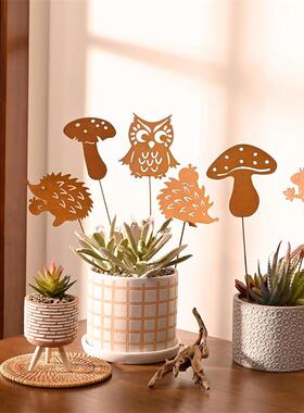 跨境室内花盆露台猫头鹰蘑菇松鼠刺猬户外庭院花园插件园林装饰