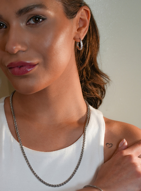 镀白金项链男女56cm不掉色百搭