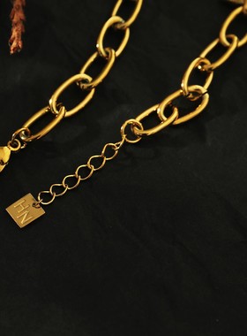 轻奢时尚欧美工业风18K镀金手链