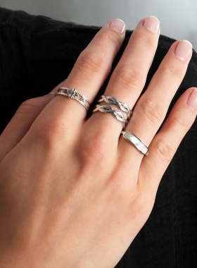 HACKNEY NINE英国伦敦轻奢简约优雅贝母法式18K镀白金开口戒指