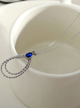 欧美轻奢银色水滴吊坠项链