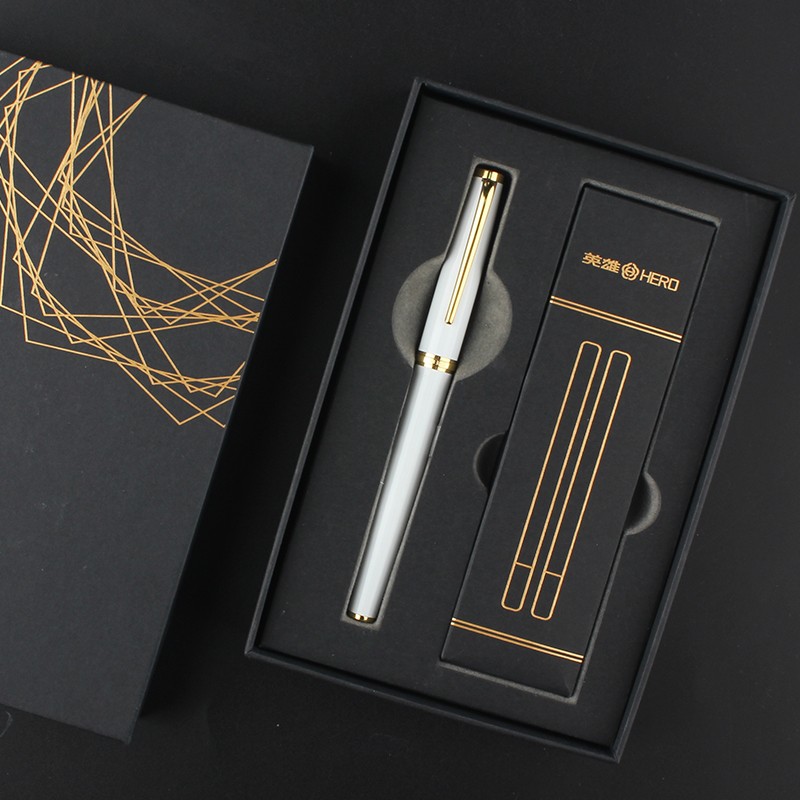 英雄官方旗舰店h652钢笔商务办公礼品铱金钢笔书写签字商务宝珠笔金属签单签名签约水笔中性笔速写钢笔定制