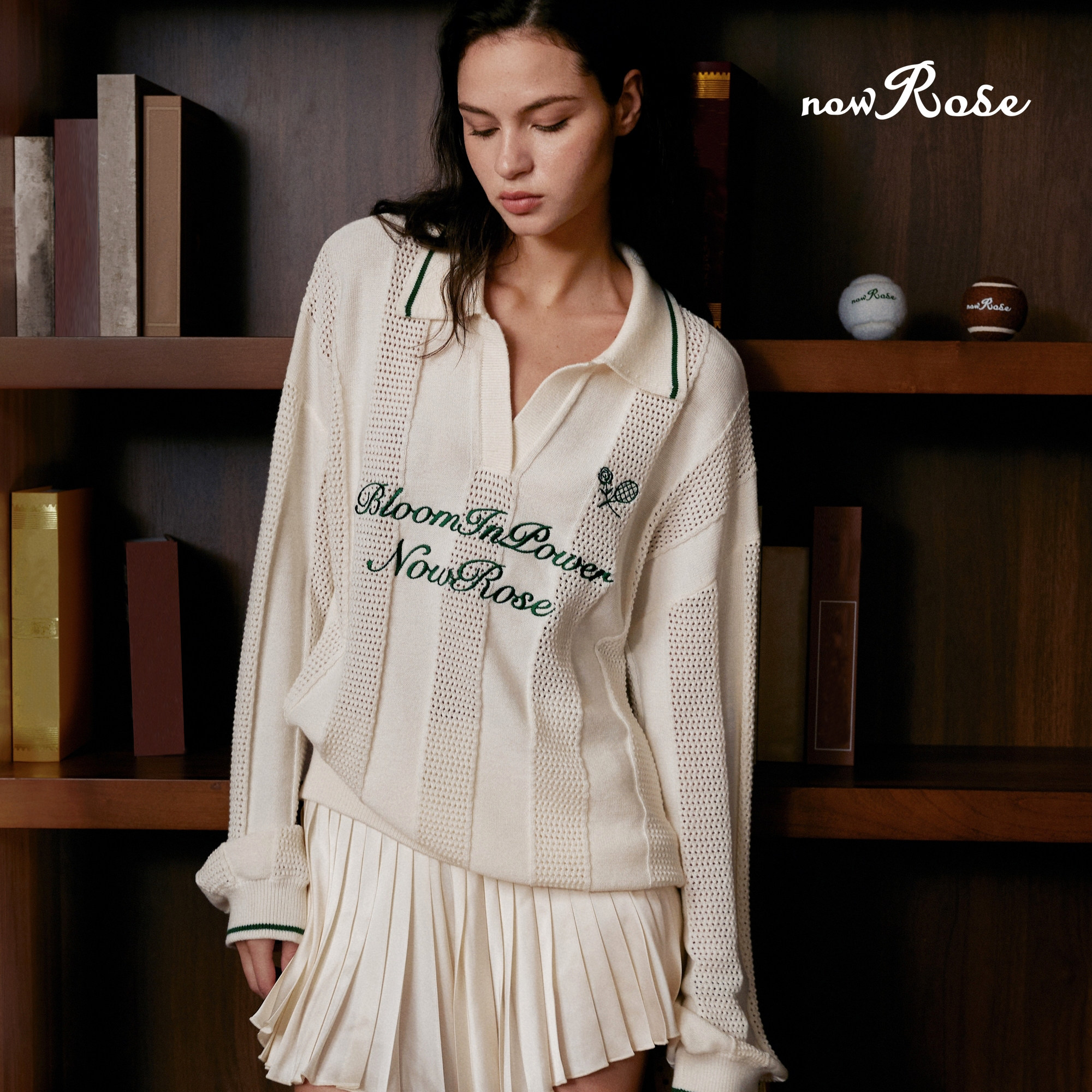 NowRose官方高尔夫套装学院风长袖翻领针织衫老钱风女装运动毛衣,淘宝优惠券,粉丝福利购,淘宝优惠卷