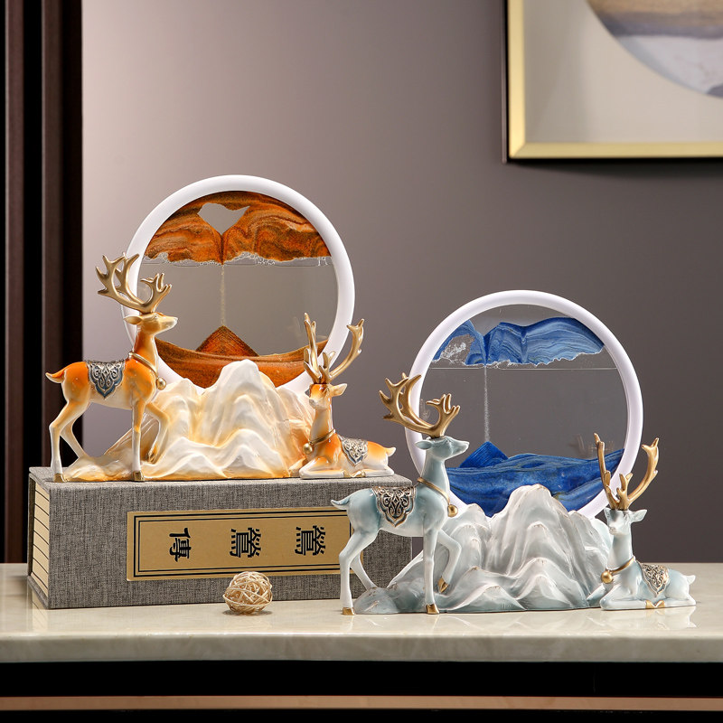 沛纳丽 招财鹿流沙画简约摆件结婚家居客厅电视柜办公室桌装饰品,淘宝优惠券,粉丝福利购,淘宝优惠卷