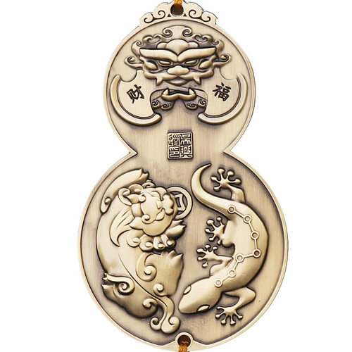 道家摆件黄铜九宫飞星貔貅壁虎葫芦挂件八卦平安大门对门物件 - 图3