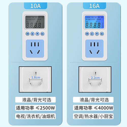 电量计量插座家用电费功率显示电力监测仪出租房空调测试功耗电表-图1