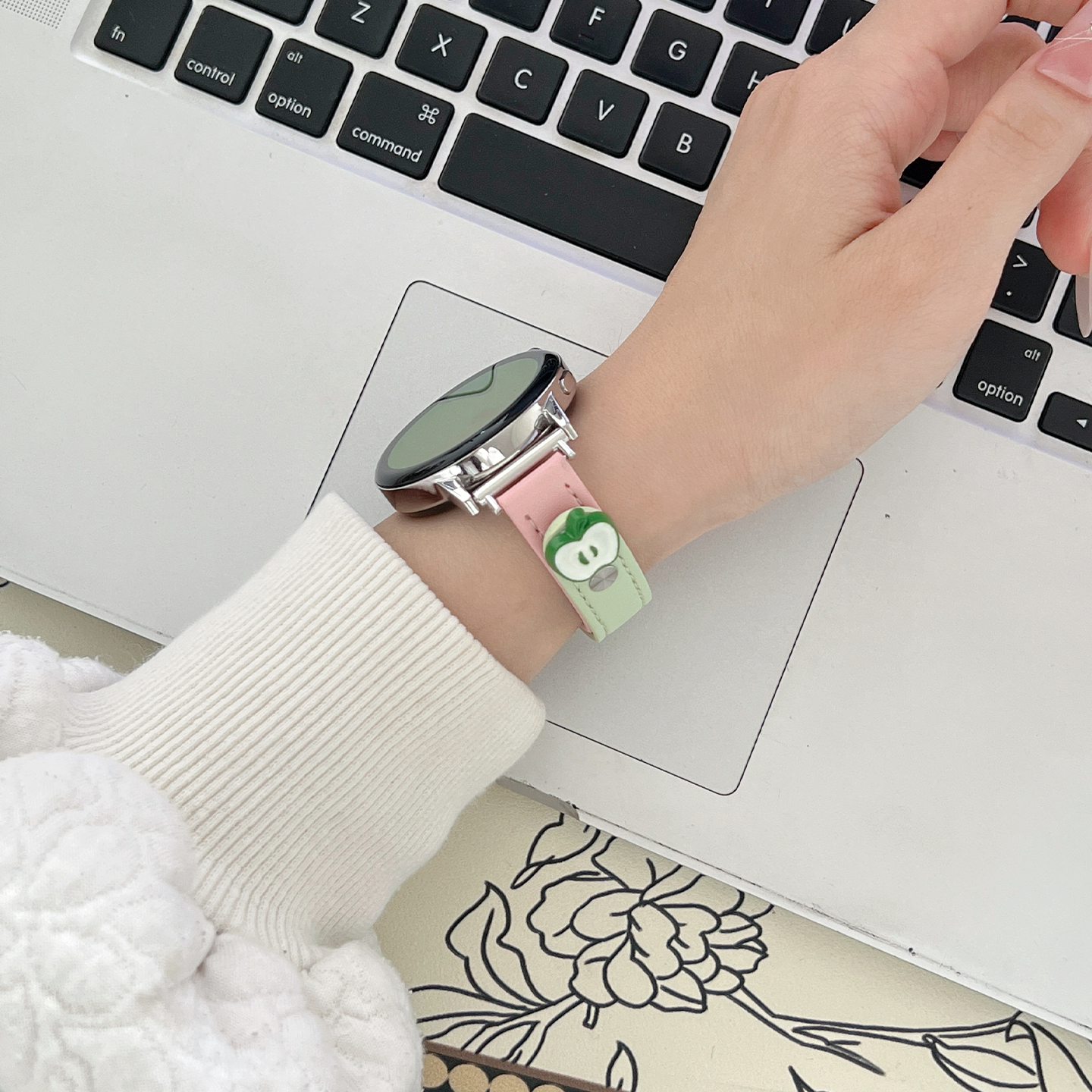 萱芊【苹果双钉】皮质手表带适用于GT6新款华为GT5表带watch5pro女款4智能2荣耀专用女1小香风gt4表带fit4pro,淘宝优惠券,粉丝福利购,淘宝优惠卷