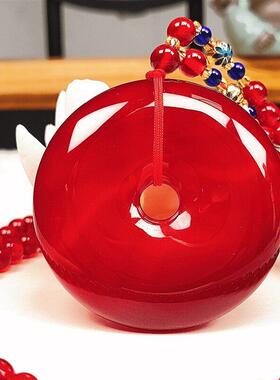 梓图优选鸽血红平安扣项链镇店之宝玉髓毛衣链x巴铁小飞送翡翠吊