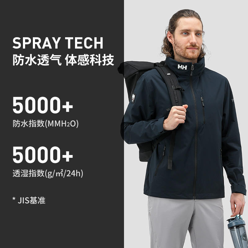 [经典款] HELLY HANSEN/HH男士抗风防水透气户外运动外套CREW系列-图0