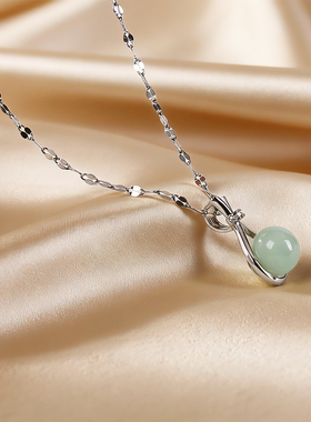 新中式银色福袋项链女新款锁骨链